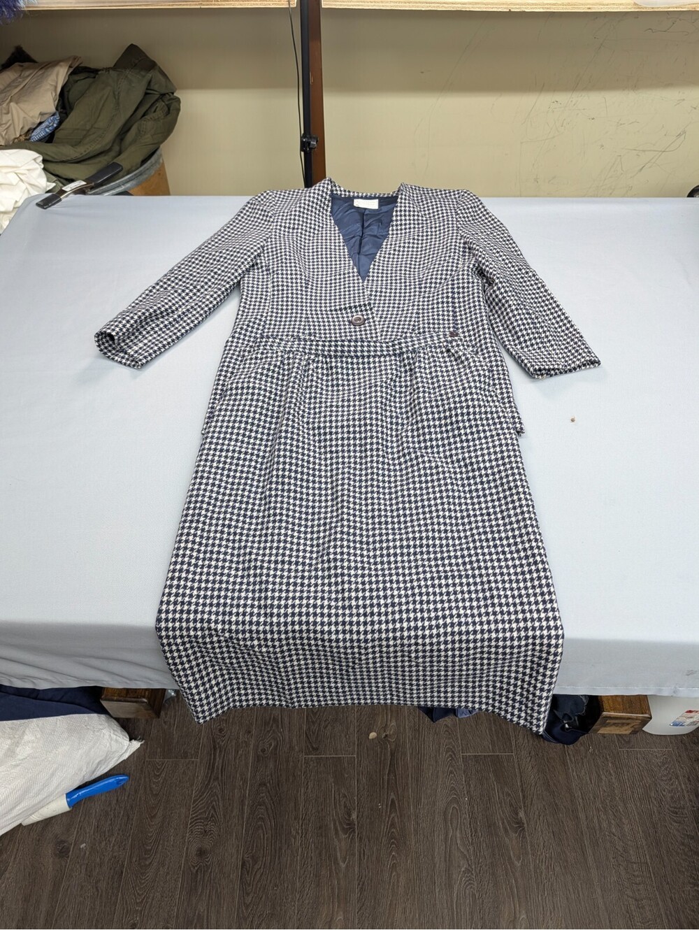 Miss Pendleton Wool Blazer Skirt Suit Houndstooth Size 12
